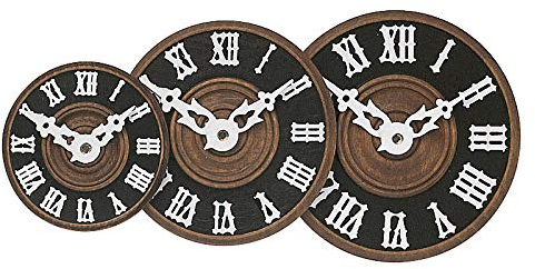 SELVA Zifferblatt für Kuckucksuhren – aufgelegte Römische Zahlen – Außenmaß-Ø: 60-110 mm – Material: Gedrehtes, gebeiztes Holz (80)