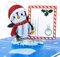 LIMAH® Pop-Up 3D Grußkarte/Lustige Weihnachtskarte/Gutschein-Karte, Geldgeschenk-Karte zu Weihnachten/Motiv Pinguin mit einem Umschlag/in Blau/mit befüllbaren Umschlag