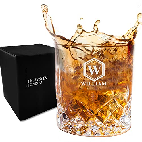 howson london Personalised Whiskey Glass for Men Custom Dad Gifts for Fathers Day Engraved Whisky Glasses for Father's Day Whiskey Tumbler Glass for Men with Any Name (Name)