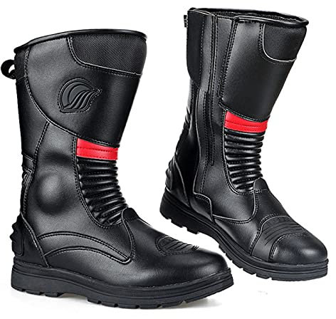 BSTL Stivali da Moto Donna Motocross Stivali Lunghi Scarpe Moto Uomo Stivaletti Impermeabili per off Road Enduro Quad Racing Touring Sports,Black-41