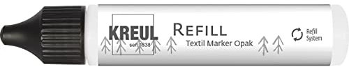 KREUL 92791 - Refill Textil Marker, opak weiß, 25 ml, entspricht circa 4 Stiftefüllungen, Nachfüll-Pen mit Originaltinte vom KREUL Textil Marker Opak, Nachfüllen schont die Umwelt