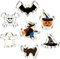 Moldes Galletas Halloween de 7 piezas, juego de cortadores de galletas para hornear de acero inoxidable: calabaza, murciélago, fantasma, gato, bruja, sombrero, esqueleto
