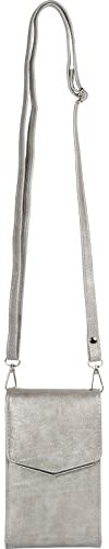 styleBREAKER Damen Mini Bag Umhängetasche, mit Metall Detail am Umschlag, Handytasche, Schultertasche, Handtasche 02012353, Farbe:Silber