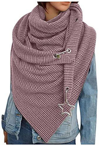 Damen Schal Dreiecksschal Groß Elegant Bunt Feder Drucken Button Knopf Dreieckstuch Weich Warme Herbstschal Winterschal Karo Tartan Streifen Herbstschal Halstücher Cape Scarf Lätzchen Dreieckstuch