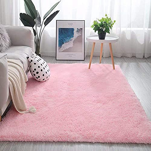 warmsile Teppich Wohnzimmer Teppich, Moderne, Flauschige Und Zottelige Teppiche Für Wohnzimmer, Esszimmer, Kinderzimmer, Schlafzimmer,Rosa,200 x 300 cm