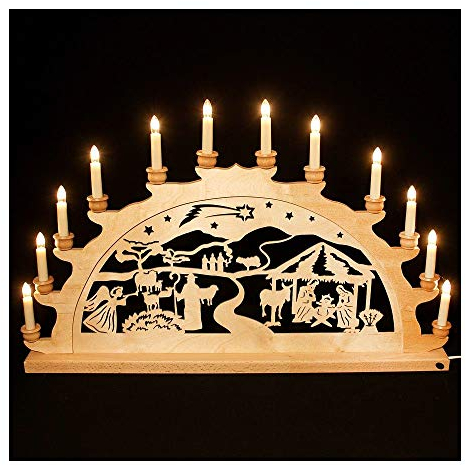Holz-Schwibbogen Lichterbogen Schwibbogen aus dem Erzgebirge (Geburt Jesus, 70 cm)