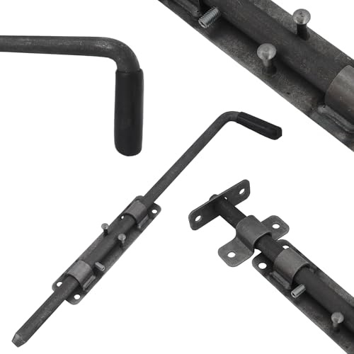 BAUSTER® Türriegel Bolzenriegel 420 mm Riegel Torriegel Für Gummierten Griff Stallriegel Für Gartentor Robuster Riegelschloss Schrauben Schlossriegel Torbeschläge Für Holztor Unbemalt roher Bolzen