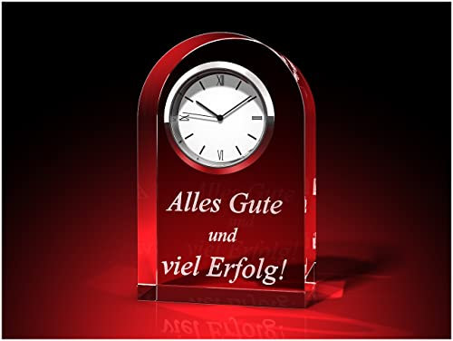 GLASFOTO.COM, Alles Gute – Uhr, 60 x 95 x 40 mm, Kristallglas 3D Innengravur in Premiumqualität