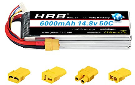 HRB 14.8V 6000mAh 4S 50C-100C RC Lipo Battery with xt60 plug For RC Car truck Boat Drone Helicopter Quadcopter(EC3/Deans/Traxxas/Tamiya)