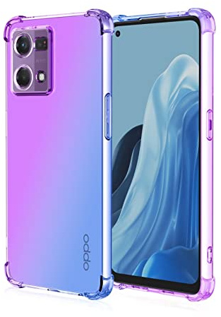 WILLIS Funda para OPPO Reno7 4G, Carcasa Protectora de Color Degradado Transparente, 6.43 Case para Teléfono Anticaída y Antiarañazos Azul PúRpura