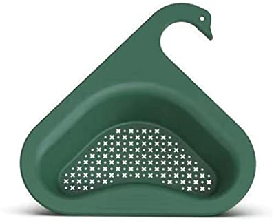 QOKLIYUI Escurridor de fregadero de cocina de plástico con forma de Animal, colador Triangular Adorable para restos de filtro, escurridor interior, Verde