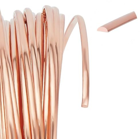 BENECREAT 23 Gauge Half Round Copper Wire - 20FT 0.6mm Bare Beading Wire for Jewelry Making, Crafts, DIY Supplies