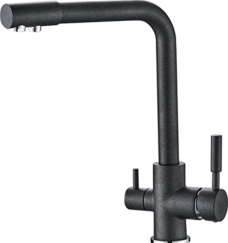 Drei-Wege-Wasserhahn 3 in 1 Armatur Küche Wasserhahn Wasserfilter 1801 (Schwarz)
