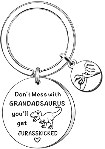 AMZQ Funny Grandad Gifts Birthday Father's Day Gifts For Grandad From Grandchildren Grandadsaurus Keyring