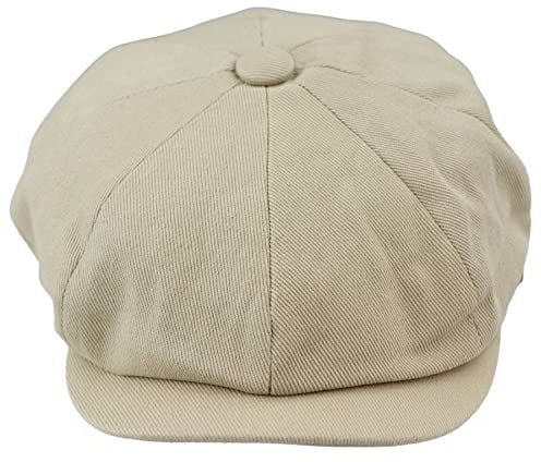 TruClothing.com Herren 8 Panel Razor Sommer Hut Cotton Blinders Newsboy Schiebermütze Shelby - beige L-XL