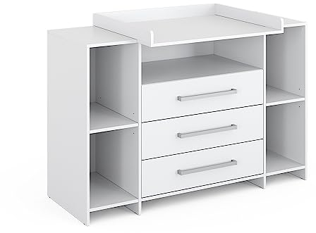 Vicco Wickelkommode Oskar, Wickelaufsatz für die Kommode, Weiß, 143 x 100 cm XL mit Schubladen