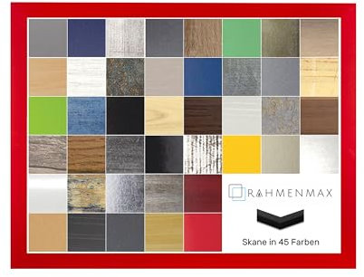 RahmenMax Skane Puzzlerahmen Bilderrahmen Posterrahmen 80x120 cm Rot Knallrot Passgenau Handgefertigt inklusive klarer Acryl Verglasung