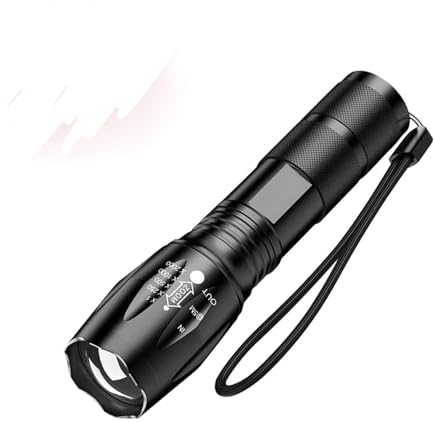 MODOAO Ultrahelle Taschenlampen, taktische LED Taschenlampe, zoombarer einstellbarer Fokus, IP65-wasserdicht, tragbar, 5 Lichtmodi für Innen und Außen, Camping, Notfall, Wandern 1 Pack
