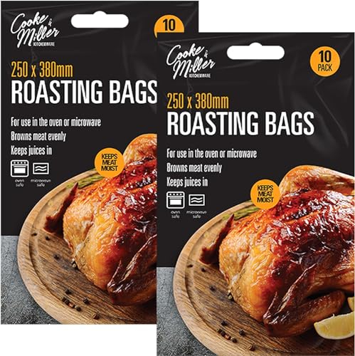 ZYBUX - Small Roasting Bags - 20pcs (2 Packs x 10) | 250mm x 380mm | Oven & Microwave Safe for Juicy Meat, Chicken, Turkey, Fish, Vegetable