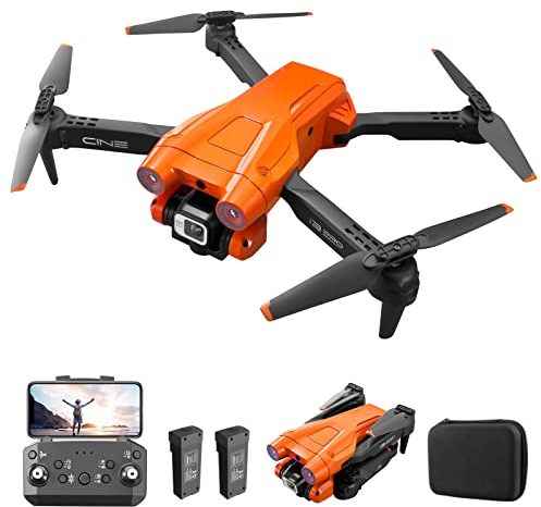 Drohne mit Kamera 4K, Faltbar RC Drohne RC Quadrocopter mit 1080P HD Dual Kamera, FPV Übertragung, 2 Batterien, Gestensteuerung, Höhenhaltung, One Key Start/Landen 3D Flips für Anfänger (Orange)