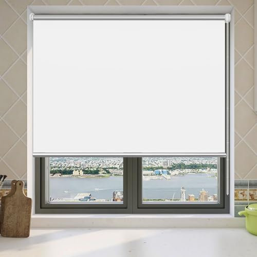 Doppelrollo Klemmfix Ohne Bohren 120 x 240 cm Hitzeschutz und Sichtschutz Sonnenschutzrollo Fensterrollo Höhe Stufenlos Verstellbar für Fenster und Türen, Weiß