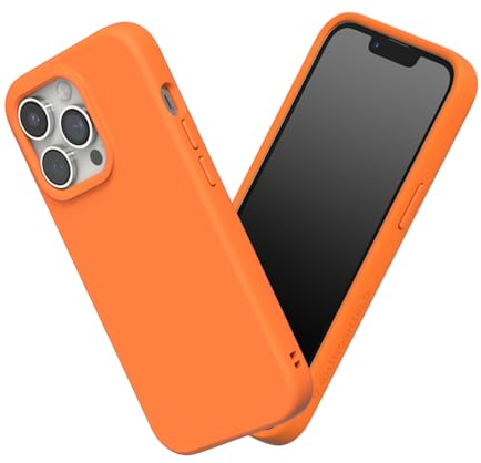 RhinoShield Hülle kompatibel mit [iPhone 14 Pro] | SolidSuit - Stoßdämpfende & schlanke Schutzhülle mit Premium Finish - 3.5 Meter Fallschutz - Neon Orange
