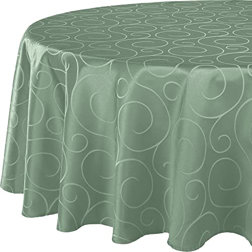 Erwin Müller Tischdecke, Tischwäsche Oberhausen, Jacquard Ranken Salbei Größe rund: 170 cm Ø - pflegeleicht, bügelleicht, eckige Decken mit Kuvertsaum