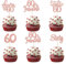 30Pcs Happy 60th Birthday Cupcake Toppers Rose Gold Glitter Sixty Cake Toppers Cheers to 60 Years Old Birthday Cupcake Picks for 60th Birthday Anniversary Party Cake Decorations Supplies