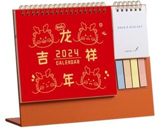 2024 Schreibtischkalender aus Holz mit Haftnotizen, Büronotizen, Jahreskalender, Ständer, Tischkalender, Planung, Monatskalender