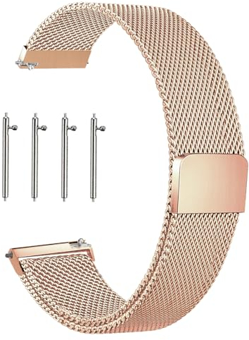 KUBFDL Edelstahl Mesh Uhrenarmband 14mm 16mm18mm 20mm 22mm 24mm Armband Magnetverschluss Schnellverschluss Smartwatch Ersatzarmbänder für Damen Herren