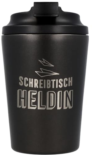 Spruchreif | Thermobecher mit Deckel | Edelstahl Isolierbecher | Thermobecher für Unterwegs | Heiß-/Kaltgetränke | Schreibtisch Heldin