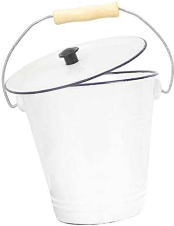 ABOOFAN Enamel Pail Metal Lid Handle Small Trash Can Milk Can Laundry Storage Bucket