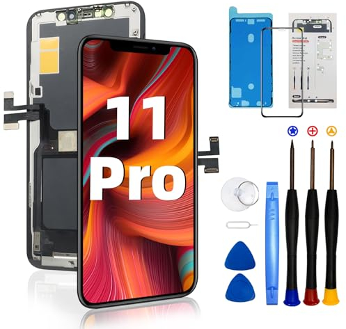 DTD iPhone 11 PRO LCD 5.8 Ersatzbildschirm FHD Touchscreen 3D Touch Digitizer Rahmen und Reparatur Kit (Modelle A2160, A2217, A2215)