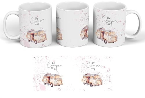 Global Designs My Camper Mug Orange Watercolour Campervan Ceramic Mug