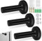 GZhaizhuan Lot de 3 butoirs de porte muraux en acier inoxydable - 8,5 cm de long - Butée de porte noire - Avec fixations - Avec tampon élastique transparent (carré + rond)