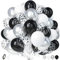 Unisun Luftballons Schwarz Weiß Silber, 50 Stück Ballons Schwarz Silber Konfetti Luftballon Junge Mädchen Männer Frauen Geburtstag Jubiläum Abschlussfeier Hochzeit Verlobung Baby Braut Party Deko