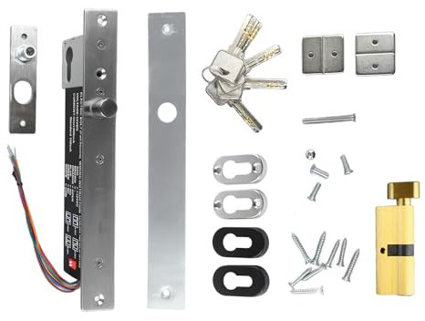 Topyond Cerradura de perno eléctrico DC12V, cerrojo de embutir eléctrico con llave, cerradura segura de protección de circuito antiinterferencias, ideal para puertas de vidrio de