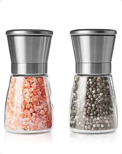 Salt and Pepper Grinder Set, Adjustable Coarseness Coarse & Fine Salt Shakers, Premium Salt and Pepper Mills [Without Spice Content]