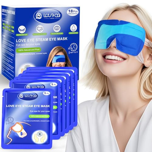 Steam Eye Mask 18 Packs-Warm Eye Mask Spa Moist Heated Eye Mask For Dry Eyes Sleep Mask, Eye Mask Heated Warm Compress For Eyes Relief Eye Fatigue For Mom|Dad|Men|Women|Friend|Family(Unscented)