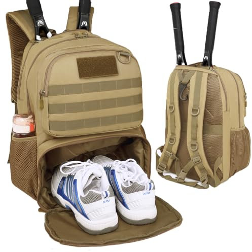 BlesMaller Tennistasche für Herren & Damen taktischer Tennisrucksack mit Schuhfach & Schlägerschutz Sporttasche