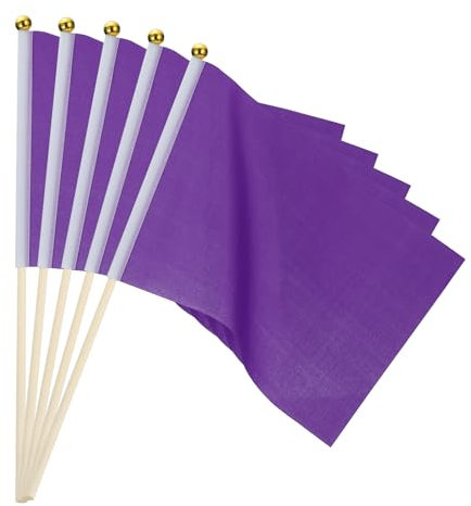 PATIKIL 16Stk Lila Flagge Spiel Einfarbig Lila Fahnen Klein Mini Fahnen Stick Party Dekorationen für Spiel Geburtstag Karneval