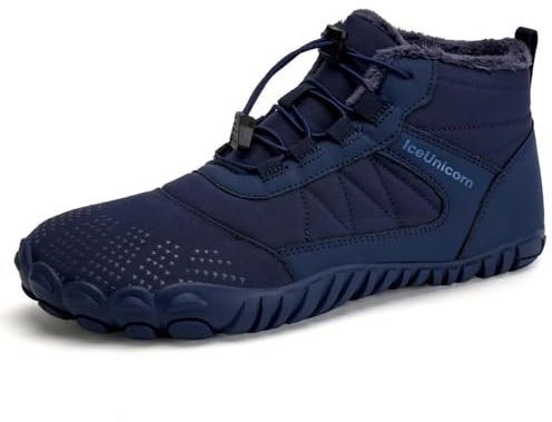 IceUnicorn Chaussures Pieds Nus d'hiver, Chaussures Pieds Nus pour Femmes, Chaussures Pieds Nus pour Hommes, Chaussures d'hiver Confortables avec Doublure, Bottes d'hiver,Minimalisme（Bleu foncé 43EU）