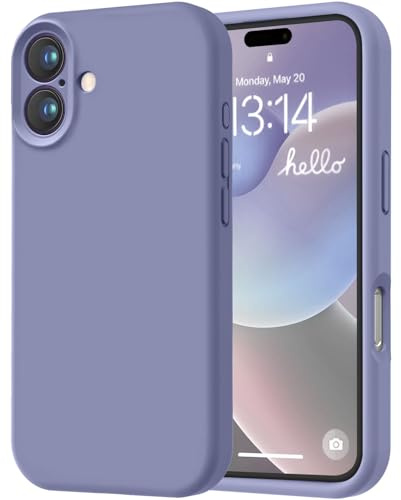 LOVE 3000 Designed for iPhone 16 Case, Premium Silicone with [Soft Anti-Scratch Microfiber Lining] Shockproof Protective Phone Case for Lanyard 6.1, Lavender Grey