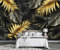 MIWEI Wallpaper Papier Peint Panoramique Feuilles D'Or Noir Papier Peint Nature Intissé Murale Chambre Salon -F022-350cmX256cm