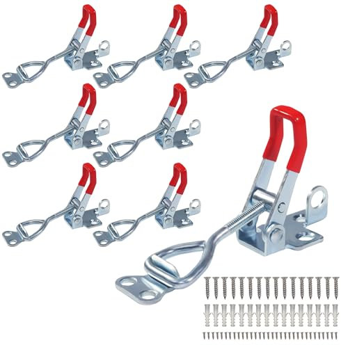 TIOMIOSEA Spannverschluss Edelstahl 8 Stück, Hebel Verschluss, Klein Kniehebelspanner Verstellbar, Einstellbare Kniehebelspanner Halten Kapazität Latch mit Schrauben für Kisten Schrank (Silber)