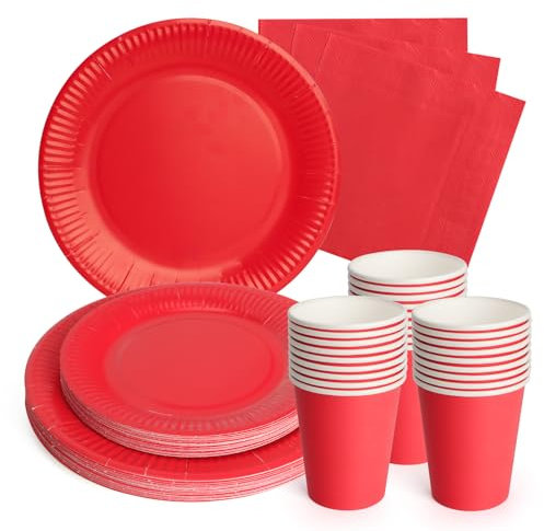 PARTY GO 96Pcs Party Tableware Set, Paper Plates Cups and Napkins, Solid Color Dinnerware Set Supplies for Birthday Wedding Baby Shower Graduation Party Decorations, Serve for 24 Guests