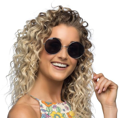 Boland - XL Hippie Partybrille, Brille für Erwachsene, Spaßbrille, Festival, Karneval, Fasching, Mottoparty