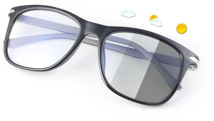 YIMI Spring Hinge Photochromic Gray Sunglasses Blue Light Blocking Glasses for Men and Women Day Night Gaming TV Phones Computer Eyeglasses UV Protection Anti Glare Lightweight TR90 Full Frame Eyewear