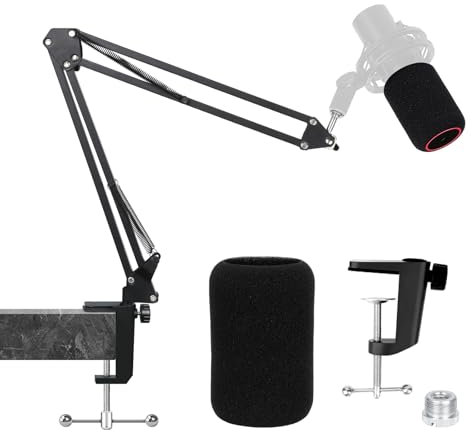 QuadCast 2 Mikrofonarm mit Popschutz - Professioneller Boom Arm mit Schaumstoff-Pop-Filter, Kompatibel mit HyperX QuadCast 2 S Mikrofon, 3/8 bis 5/8 Adapter von YOUSHARES