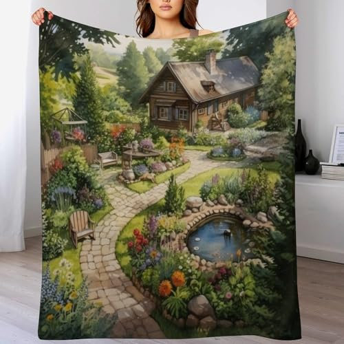 AAPZY Rustikales Cottage Wohndecken Decken Flannel Decke Wickeln Strand Handtuch Teppich Teppich Picknick Weich Für Schlafzimmer Sofa Outdoor Vier Jahreszeiten (140×180cm)